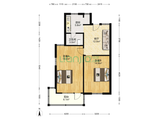 环西新村 2室1厅1卫 71平方