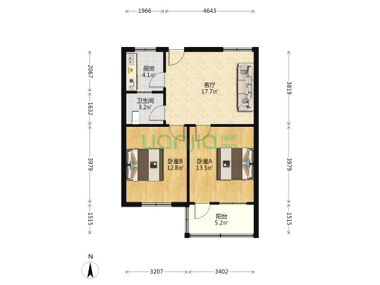 计生委家属院 2室1厅1卫 67平方
