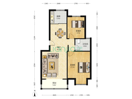 徐市印象花园 2室1厅1卫 97平方