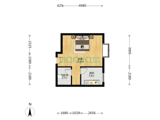 此房电梯房，中间楼层，采光充足-户型图