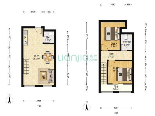钱盛商厦梦公馆 2室1厅2卫 40平方