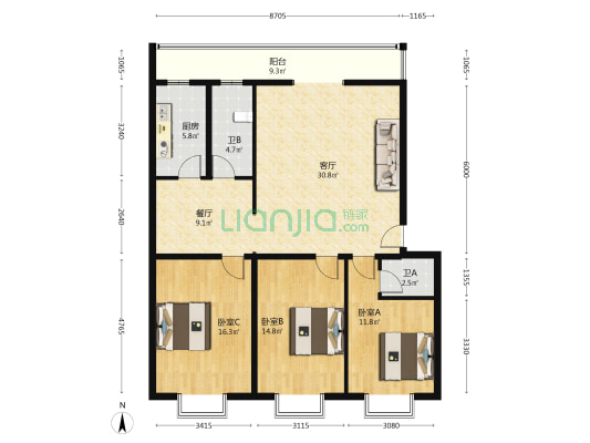 泰和巷6号 3室2厅2卫 122平方