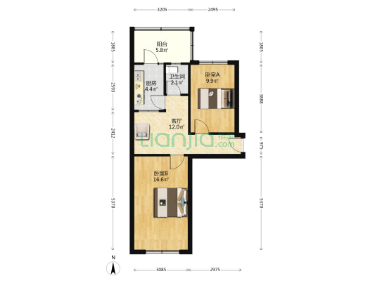 居祥南里 2室1厅1卫 46平方