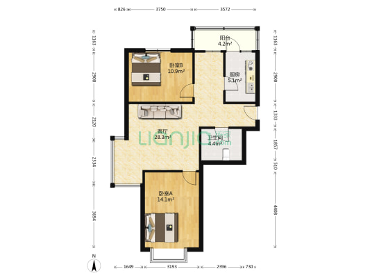 德益里 2室1厅1卫 96平方