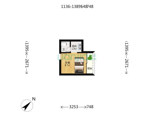 渔民村 1室0厅1卫 19平方