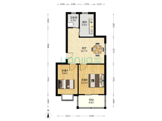摄山星城赏菊苑 2室1厅1卫 65平方