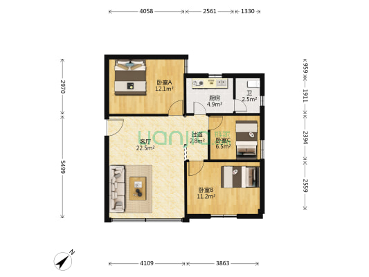 凤南新村 3室1厅1卫 80平方