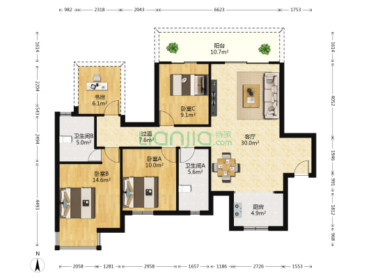兴进珺府 4室1厅2卫 114平方