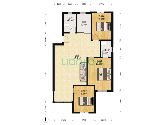 东街花苑 3室1厅2卫 102平方