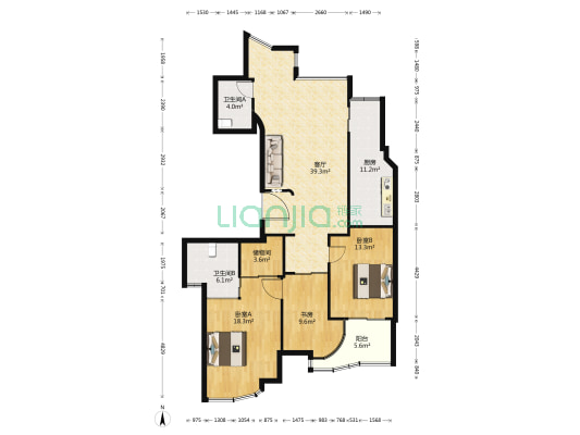龙城银座 3室1厅2卫 143平方