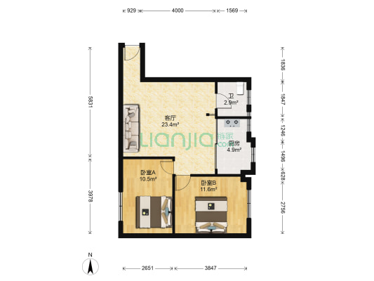江丽苑(海珠区) 2室1厅1卫 67平方
