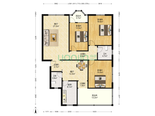 凯歌路 3室2厅2卫 162平方