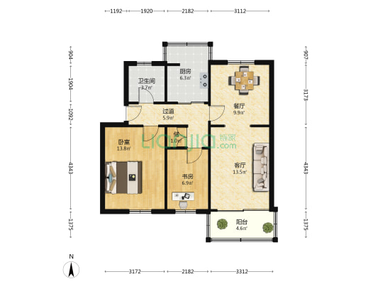 西北设计院家属楼 2室2厅1卫 74平方