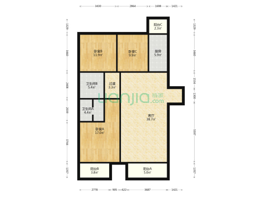 北京香颂三期 3室1厅2卫 151平方