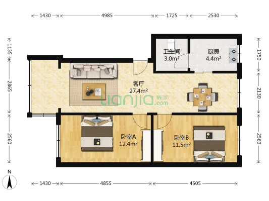 牧电路13号 2室1厅1卫 72平方