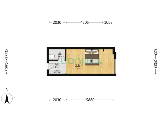 东盈商业广场 1室0厅1卫 34平方