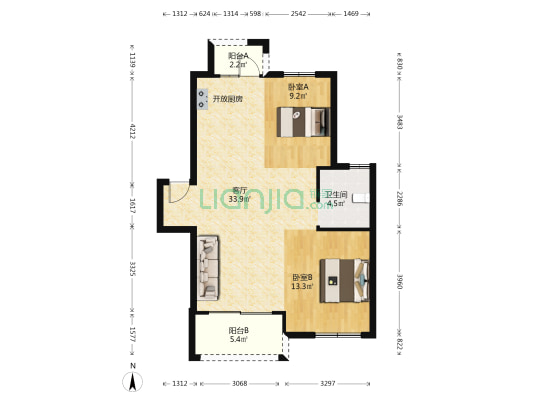 松溪佳苑 2室1厅1卫 80平方