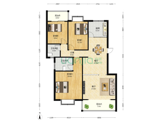 绿海佳苑 3室2厅2卫 132平方
