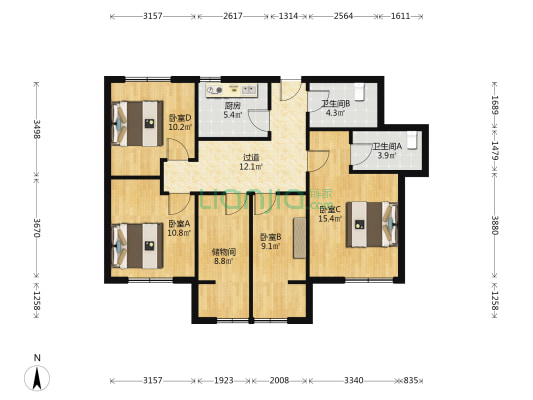 东韩社区 4室0厅2卫 113平方