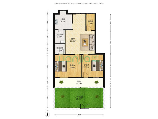 莲塘团结东路 2室1厅2卫 94平方