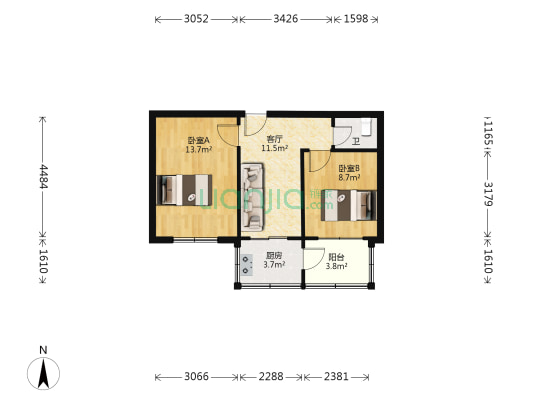 老瓜堡三小区 2室1厅1卫 49平方
