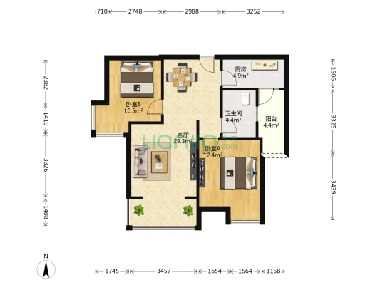 上锦康城A期 2室1厅1卫 76平方