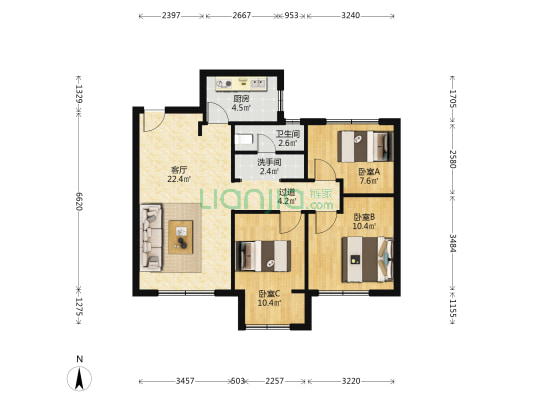 格调榴园 3室1厅2卫 101平方