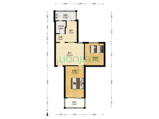 东华门21号院 2室2厅1卫 63平方
