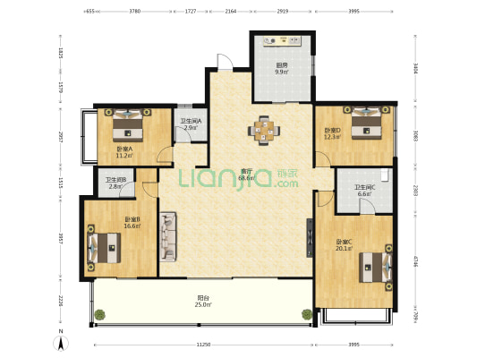 碧桂园·海上大都会 4室1厅3卫 208平方