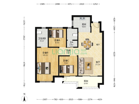 君望澜庭 3室1厅2卫 101平方