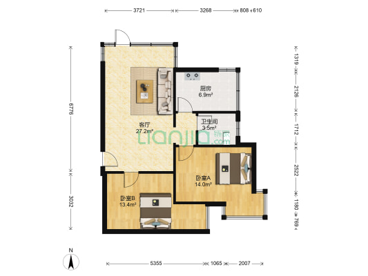 七彩花园北区 2室1厅1卫 79平方