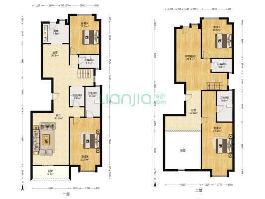 金湾花园 5室2厅5卫 268平方