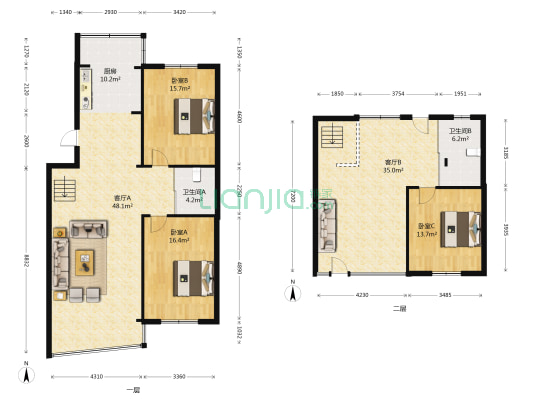北海新居 3室2厅2卫 178平方