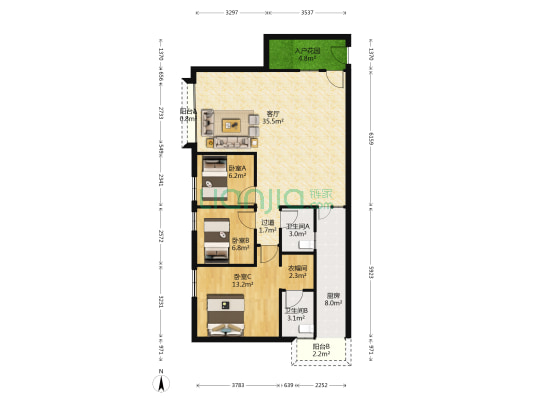 宏凯轩 3室1厅2卫 98平方