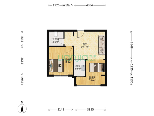 颐和五号 2室1厅1卫 56平方