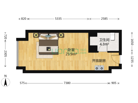 正商创富欣城 1室0厅1卫 45平方