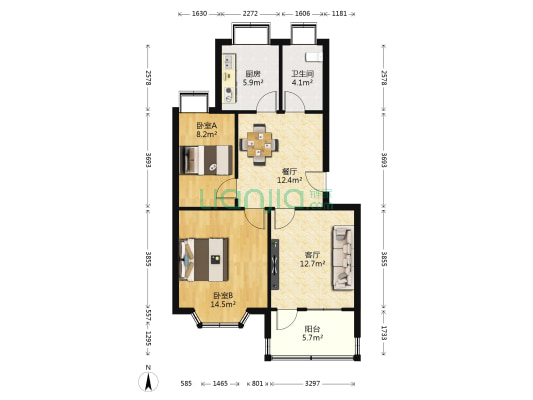 桓台县机关第二生活区 2室2厅1卫 75平方