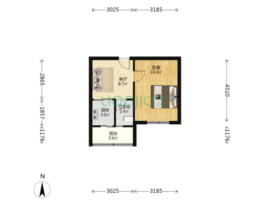 抗震里(塘沽区) 1室1厅1卫 40平方