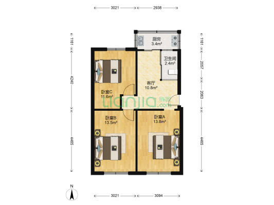 鲁园社区 3室1厅1卫 74平方