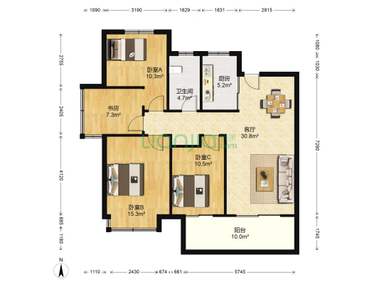 保利柏林之春 4室1厅1卫 124平方