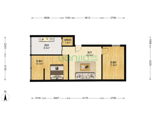 汉渝路 2室1厅0卫 67平方