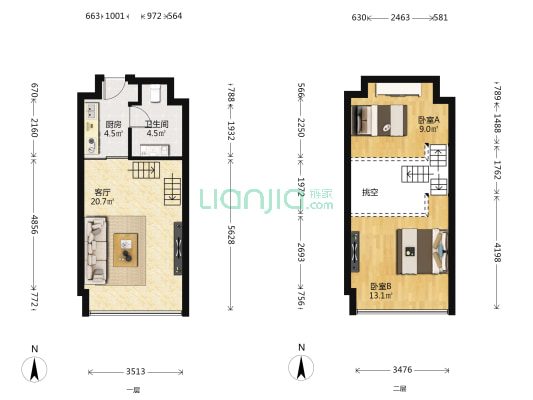 绿地中央公园 2室1厅1卫 48平方