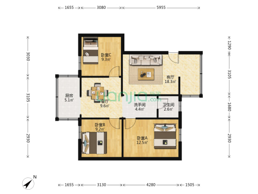 仁和街154号 3室2厅2卫 86平方