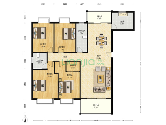 湘怡佳园 4室1厅2卫 179平方