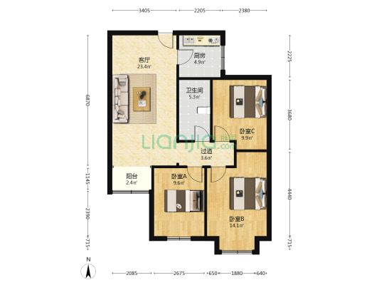 万佳雅苑 3室1厅1卫 101平方