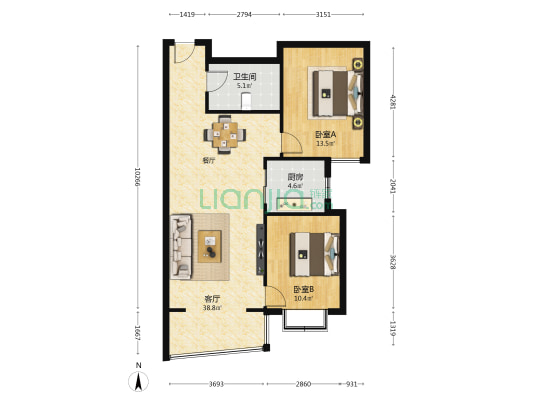 泰和家园小区 2室1厅1卫 98平方