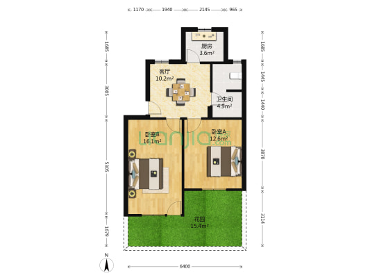 万寿新村四区 2室1厅1卫 55平方