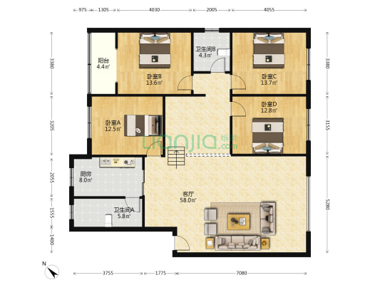 吉昌佳苑 4室1厅2卫 155平方