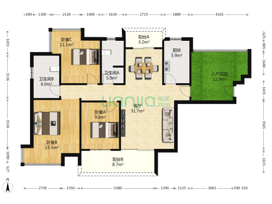 新城新世界二期 3室1厅2卫 137平方