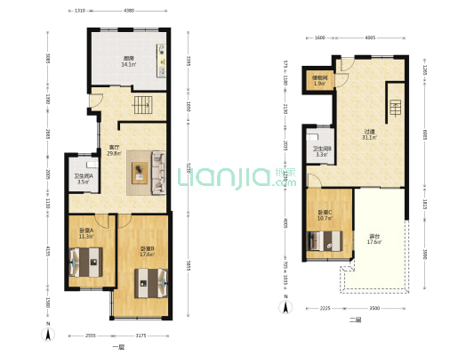 气象小区 3室1厅2卫 103平方